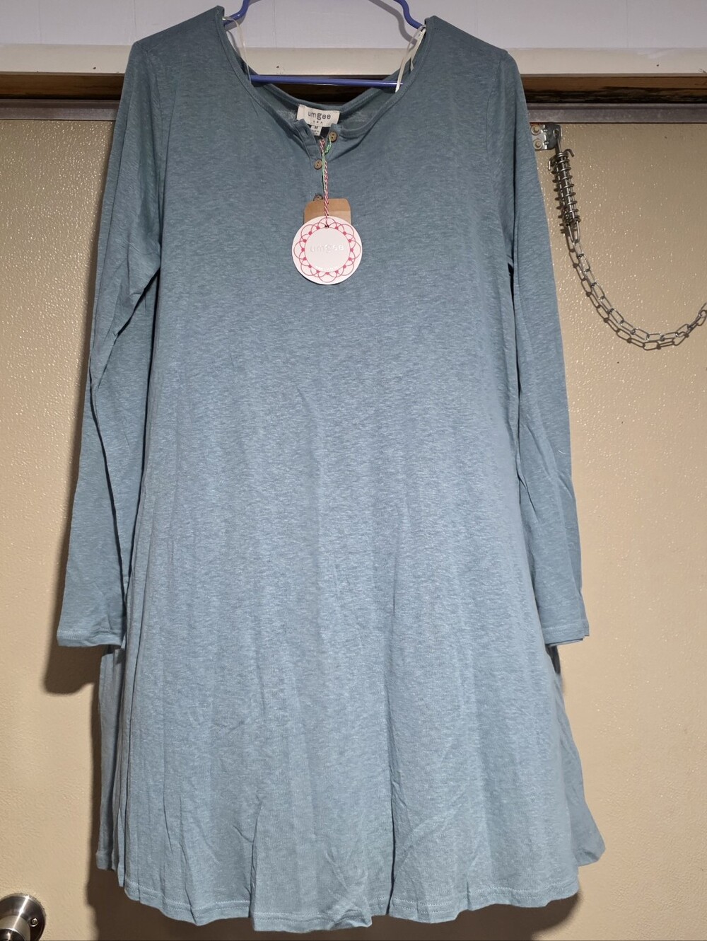 Umgee Light Blue Long Sleeve Casual A-Line Dress